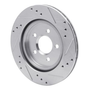 Ford Thunderbird Brake Rotor (1) - Rear Left - R1 Concepts - Drilled & Slotted - Silver - `00-`06